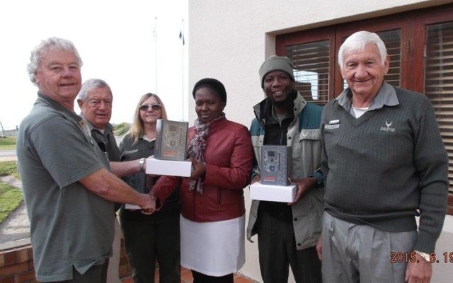 From left to right: William Elliot (HR Chairperson), Graham Pienaar, Beverley Elliot, Bulelwa Msengi (ANP Park Manager),  Masindi Raselabe (Section Ranger) and Cliff Heine.